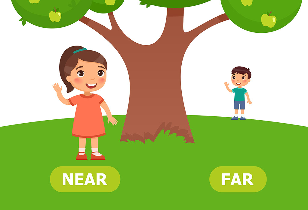 Premium Vector | Opposites near and far Premium Vector | Opposites near and far
